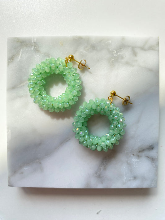 Green sparkle oorbellen
