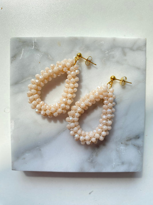 Beige sparkle oorbellen